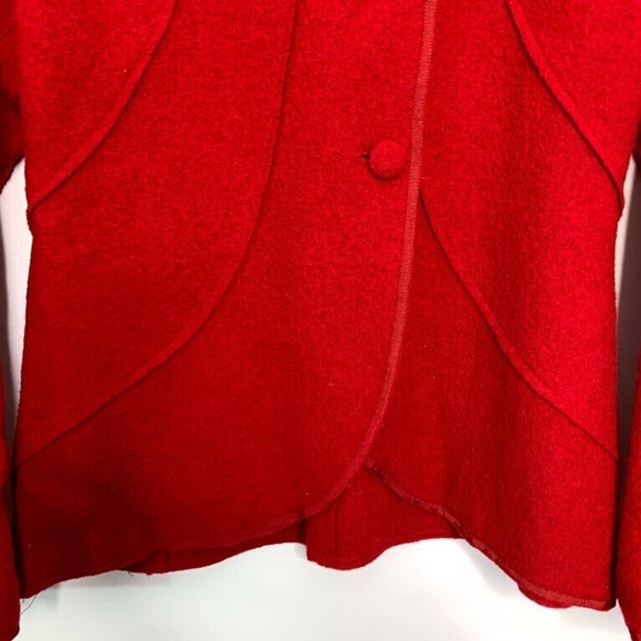 Orvis Size M 100% Wool Red 3 Button Sweater Blazer - Picture 5 of 8